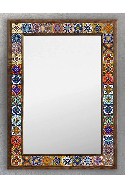 Oscar Stone Decor Ahşap Çerçeveli Mozaik Taş (mermer) Ayna 53 X 73 Cm-mosaic ...