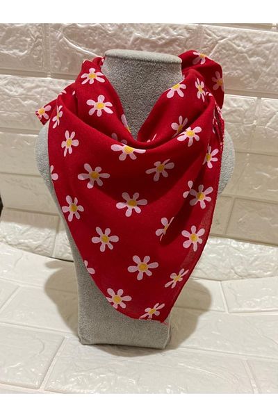 sema aksesuar Women's Daisy Flower Patterned Cotton Scarf - Bandana