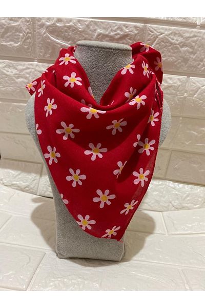 sema aksesuar Women's Daisy Flower Patterned Cotton Scarf - Bandana