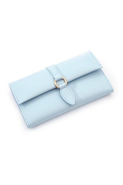 Womancraft Portofel de dama din piele moale cu catarama Accesoriu portofel de dama albastru bebelus