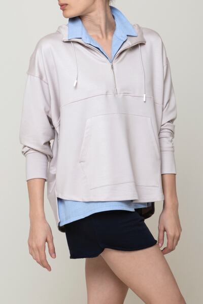 BASIC&CO Gabi Oversized Hooded Sweatshirt Beige