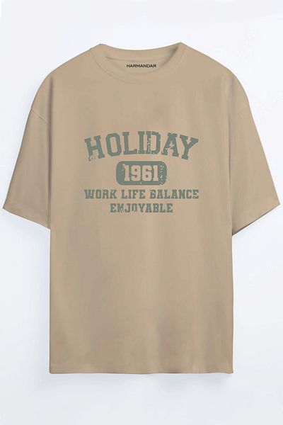 Harmandar Holiday 1961 Printed Unisex Beige Oversize T-shirt