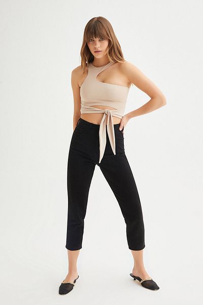 Açelya Okcu Tactel Tie Crop Blouse