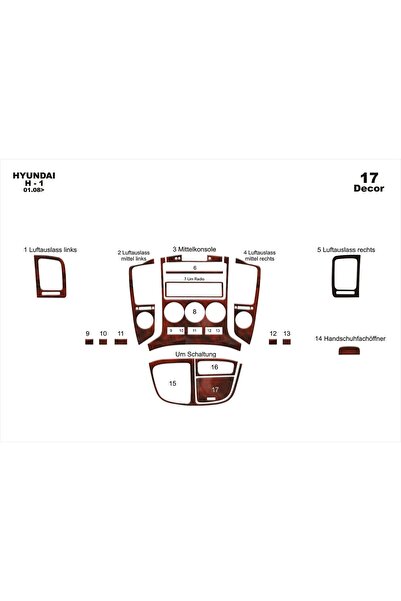 meriç cockpit design ميريتش ®   هيونداي H1 توربيدو أمامي مطلي أسود لامع 17 قط...