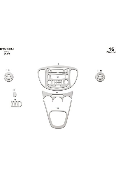meriç cockpit design ميريتش ®   هيونداي I10 توربيدو امامي مطلي الومنيوم 16 قط...