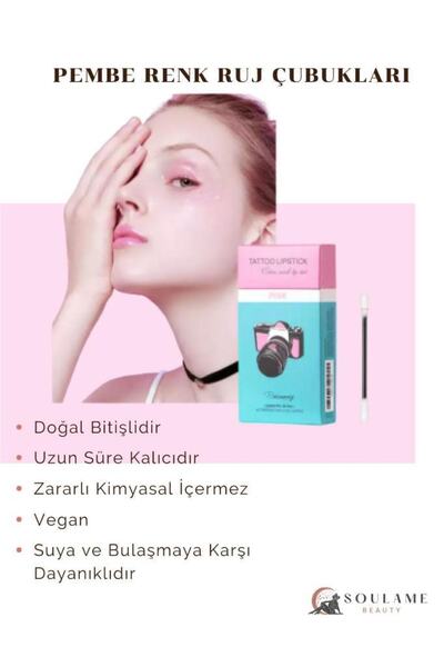 Toptan Bulurum Pembe Ruj Çubukları Tattoo Lipstick Pembe