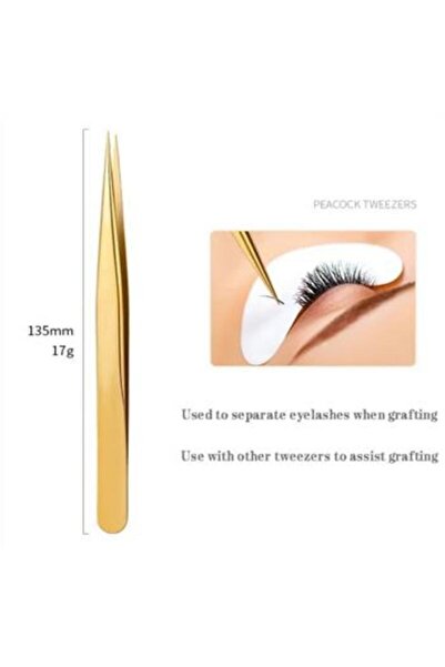 SİNKA Profesyonel Ipek Kirpik Ve Epilasyon Cımbızı Düz Gold