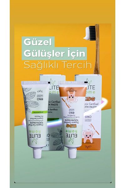 The Elite Home Organic Toothpaste Family Set - for Adults and Children (75ml)