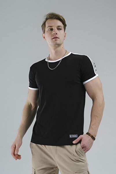 Oksit Ανδρικό μπλουζάκι με ριγέ γιακά Marselon Slim Fit Lycra