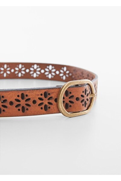 MANGO Woman Laser cut leather belt