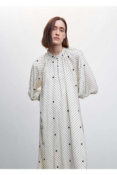 MANGO Woman Polka Dot Ruffle Dress