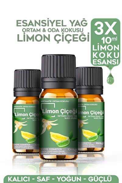 Evove Cosmetics Esansiyel Yağ Limon Çiçeği Oda Kokusu 3 Adet 10 ml Set Aromat...