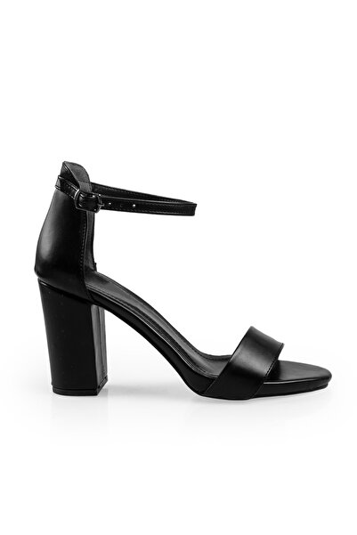 PASSAGE SHOES 6022 Black Skin Single Strap Heeled Women's Shoes