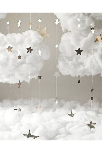 Happyland مجموعة بالونات السحابة - بالون سلسلة وتفاصيل زخرفة حبل النجمة