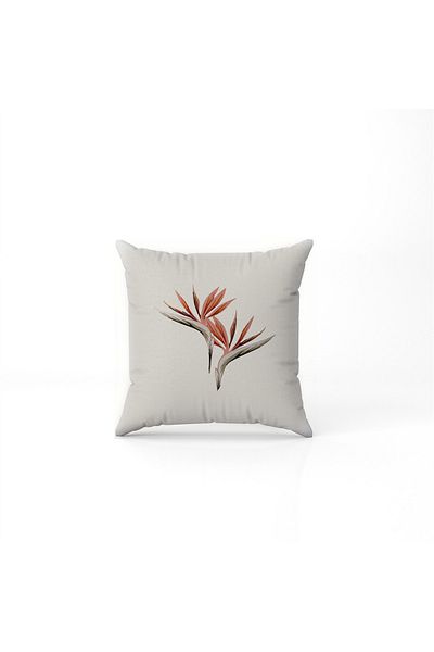 NT Handmade Κόκκινο μοτίβο λουλουδιών σε κρεμ δάπεδο τυπωμένο 42x42cm Βαμβακερή υφασμένη μαξιλαροθήκη μαξιλαριού