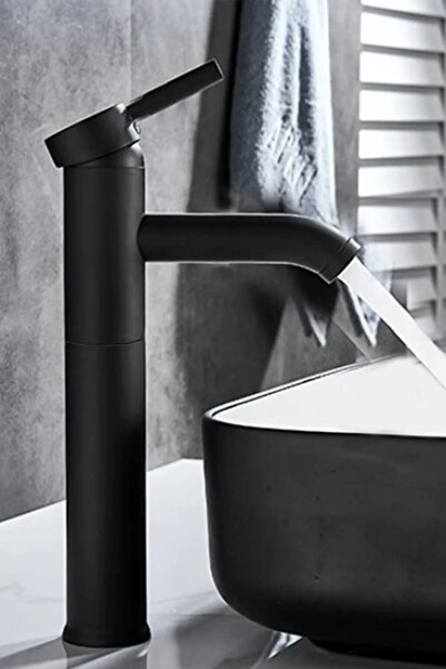 Kavisa Çanak Aç-kapa Lavabo Bataryası Siyah