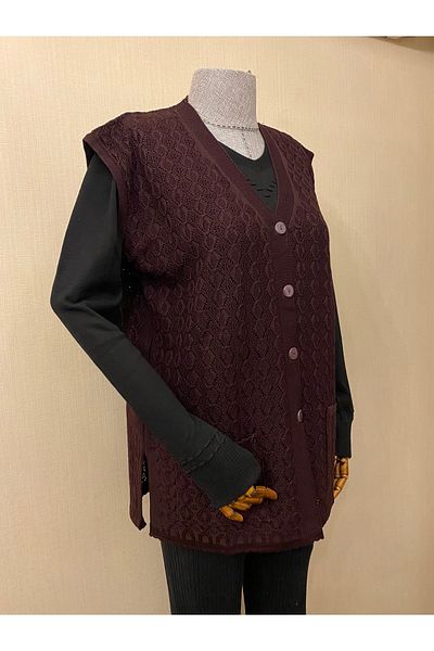 TEK Seasonal Mercerized Diamond Patterned Mother's Vest / Plum