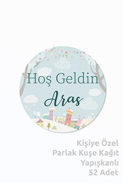 DEER Hoşgeldin Bebek Doğum Günü Etiketi (STİCKER) - 3x3cm 52 Adet