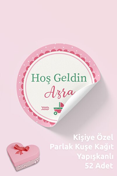 DEER Hoşgeldin Bebek Doğum Günü Etiketi (STİCKER) - 3x3cm 52 Adet