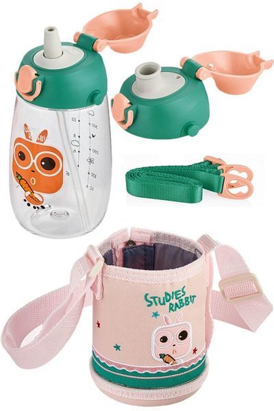 SEYFİKİRTASİYE Uzspace 700 Ml - Large Size-Lid 2 Separated Lid Tritan Water Bottle with/without Straw