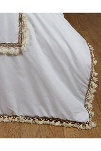 NDC HOME White Pompom 100% Cotton Single Duvet Cover Set