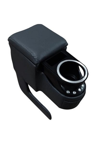 gürler oto kılıf ve aksesuar Non-Assembly Leather Armrest with Cup Assembly Without Drilling Black Color