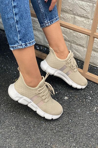 İnan Ayakkabı Women's Beige Knitwear Sneakers