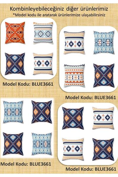 FUS BLUE Ethnic Patterned Runner