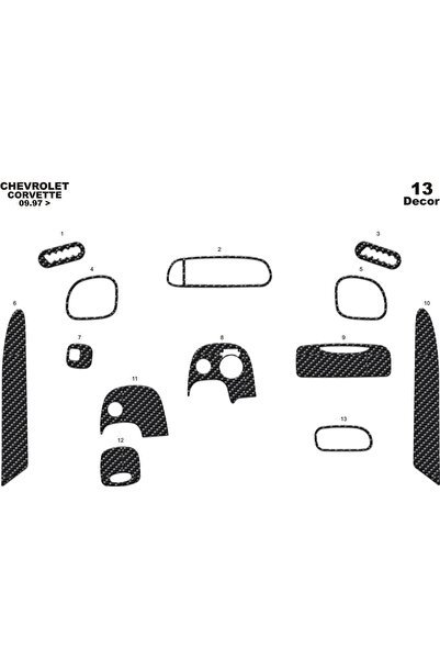 meriç cockpit design ميريتش ®   شيفروليه كورفيت توربيدو امامي كربون 13 قطعة 1...