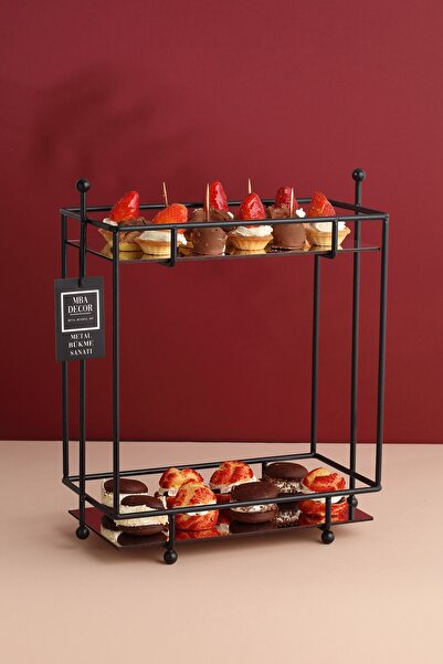 mba decor metal bending art Dikdörtgen Siyah Aynalı Kahve Yanı Sunumluk Hediyelik Dekorasyon Ikramlık Organizer Mdf Ahşap 40cm