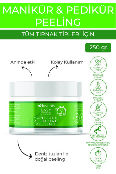 Juvenis Özel Formül Hızlı Etki Yumuşatan Güçlendirici Tırnak Bakım Manikür Pedikür Peelingi 250gr