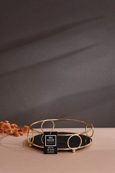 mba decor metal bending art Yuvarlak Gold Servis Sunum Tepsisi Ikramlık Hediyelik Dekorasyon Organizer 24cm Alyans Sofra Mutfak