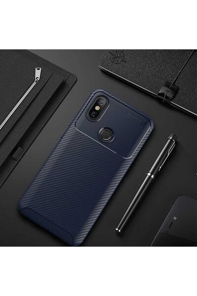 ZM STORE Xiaomi Mi A2 Lite Kılıf Karbon Tasarımlı Harika Kesim Negro Kapak