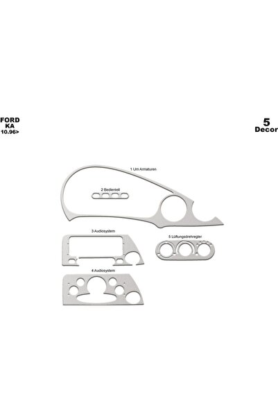 meriç cockpit design ميريتش ®   فورد كا تراك أمامي مطلي ألومنيوم 5 قطع 1996-2002