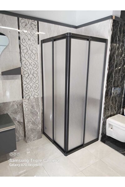 OBERS 80x80cm Siyah Profil Pleksi Köşe Duşakabin H:180cm