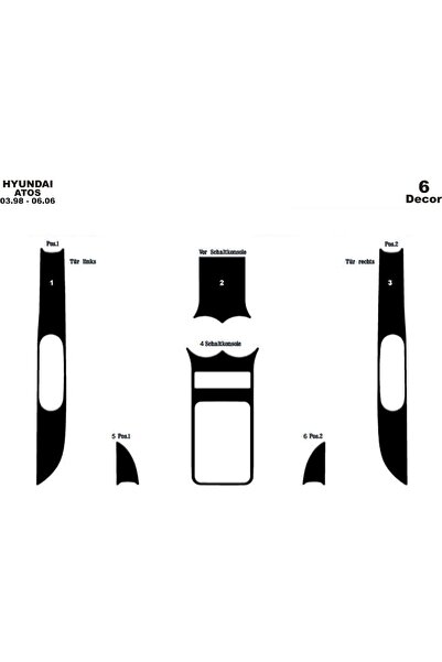 meriç cockpit design ميريتش ®   هيونداي اتوس توربيدو امامي مطلي اسود لامع 6 ق...