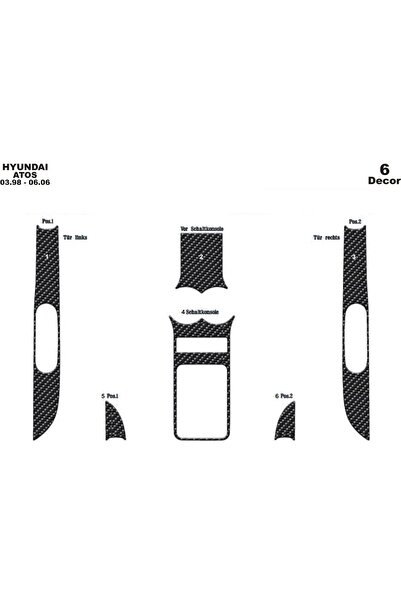 meriç cockpit design ميريتش ®   هيونداي اتوس توربيدو امامي مطلي كربون 6 قطع 1...