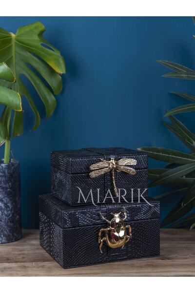 MIARIK DESIGN & DEKORASYON 2 Li Siyah Deri Kutu 8x16 10x20 Cm