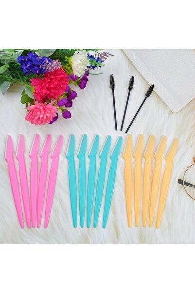 MUJGAN 2 Model (6 Paket ) Kaş Usturası ( 3 Adet ) Kaş Tarama Kirpik Fırçası