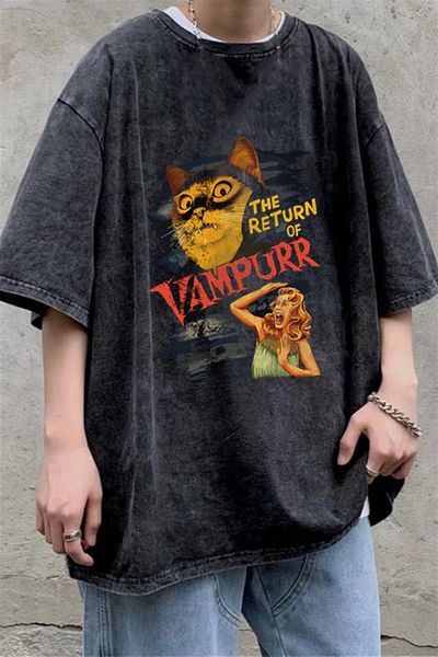 Touz Washable The Return Of Vampurr Printed Unisex Oversize Vintage T-shirt