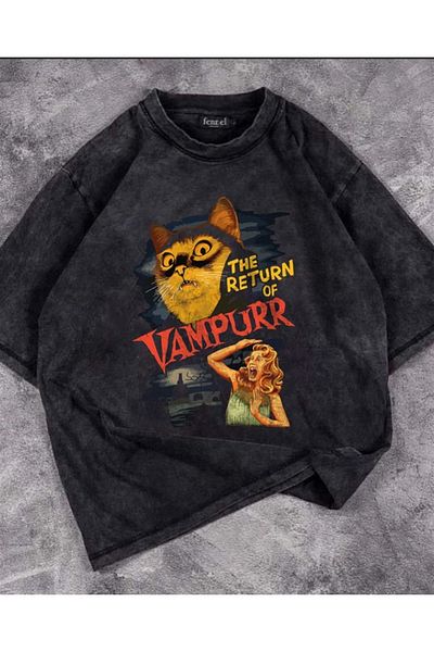Touz Washable The Return Of Vampurr Printed Unisex Oversize Vintage T-shirt