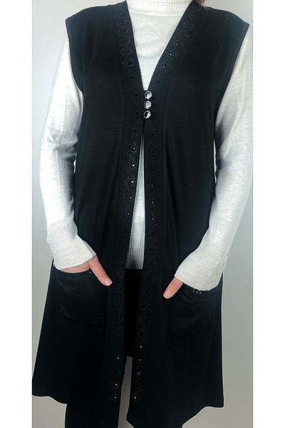 MİSS BEYZA Long Black Daily Combed Cotton Vest