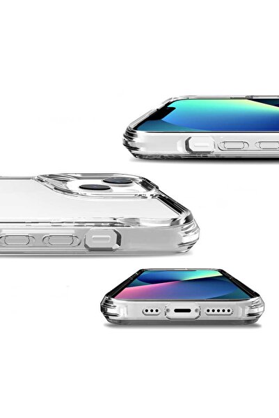 Nezih Case Apple Iphone 14 Plus / 15 Plus Uyumlu Kamera Yükseltili Darbe Emici Şeffaf Silikon Sert Kapak