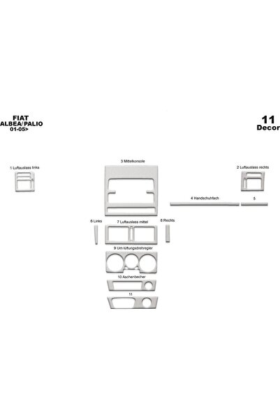 meriç cockpit design ميريتش ®   فيات ألبيا توربيدو أمامي مطلي ألومنيوم 11 قطع...