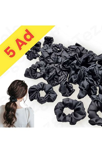 Trenderrs Cataramă Simit din satin negru din 5 piese