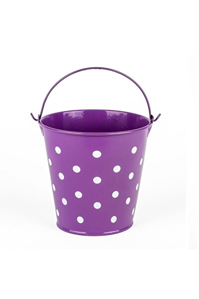 Kuzey Decoratıve Pail Dekoratif Saplı Metal Kova Mor Kova Mor Puantiyeli Kova...