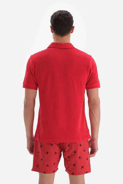 Dagi Rotes Handtuch-T-Shirt mit Polokragen