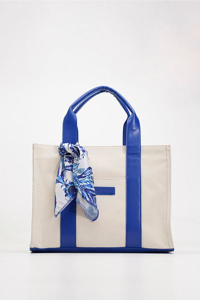COLORDS Women's Leather Handle Canvas Tote Bag