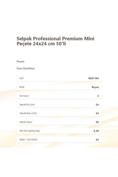 Selpak Professional 24 X 50 Mini Napkin-9681104