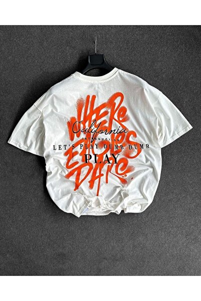 Keywest Παίξτε μπλουζάκι California Printed Oversize White Crew Neck